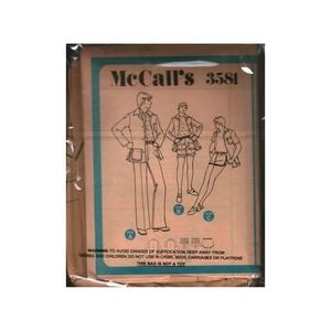 Vintage McCall's 3581 Mens Sewing Pattern 70s Leisure Jacket Shirt Pants Shorts